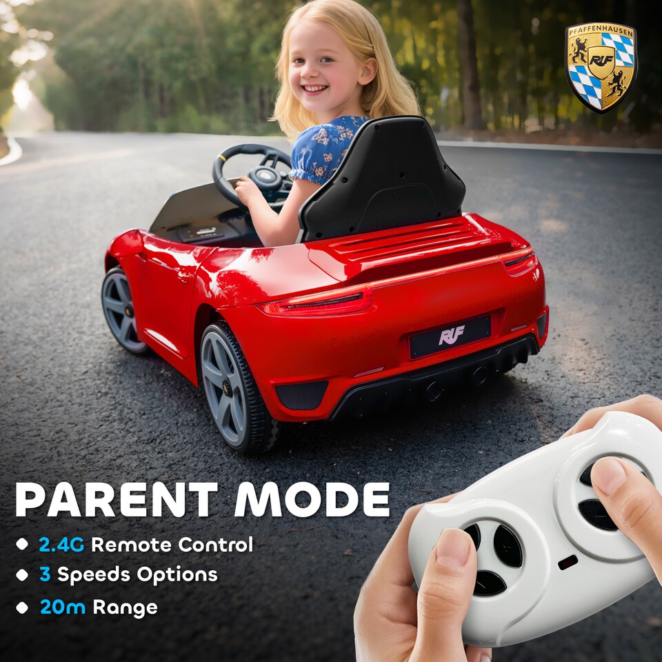 image 1 of AIYAPLAY Electric Car for Kids 12V Licensed RUF GT for 3-5 Years, Red