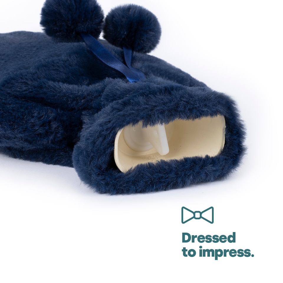 image 1 of Plush Hot Water Bottle Navy