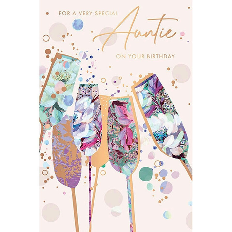 Words 'n' Wishes Traditional Auntie Birthday Card, Birthday Card Auntie, Contemporary Floral Design