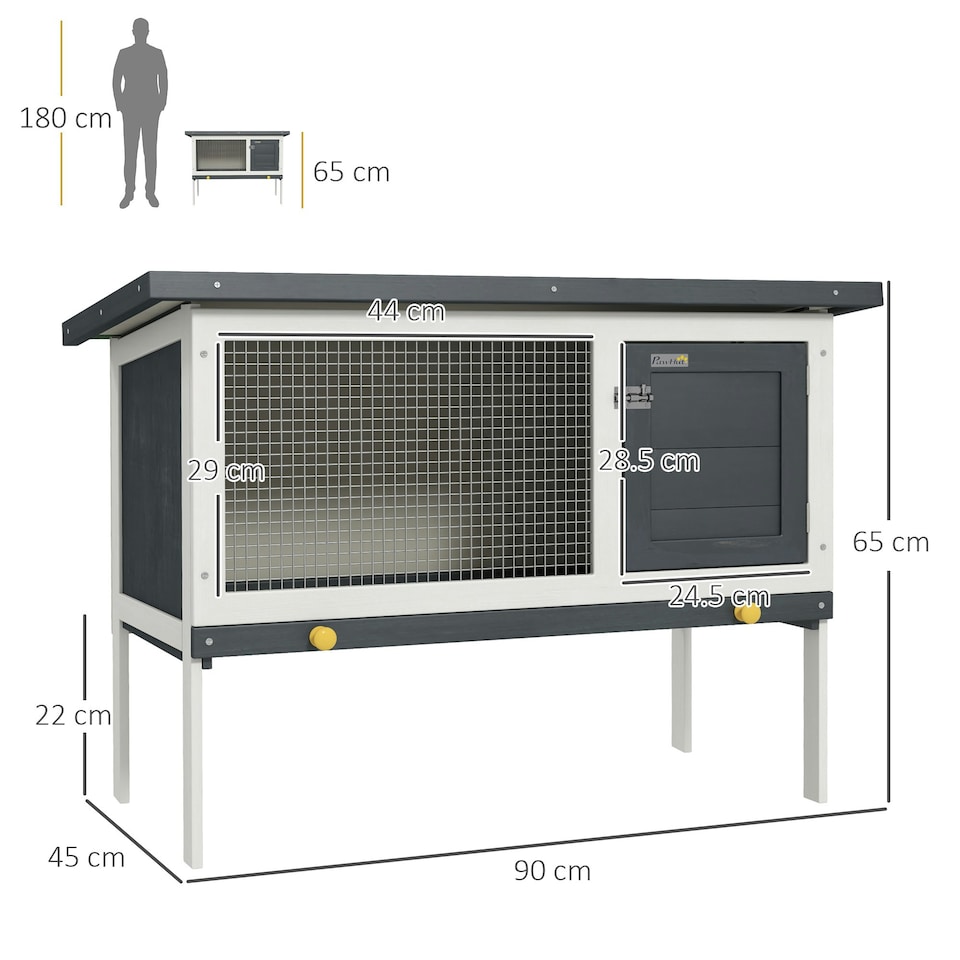 image 1 of PawHut Rabbit Hutch, Guinea Pig Hutch Outdoor Cage w/ Asphalt Roof, Green