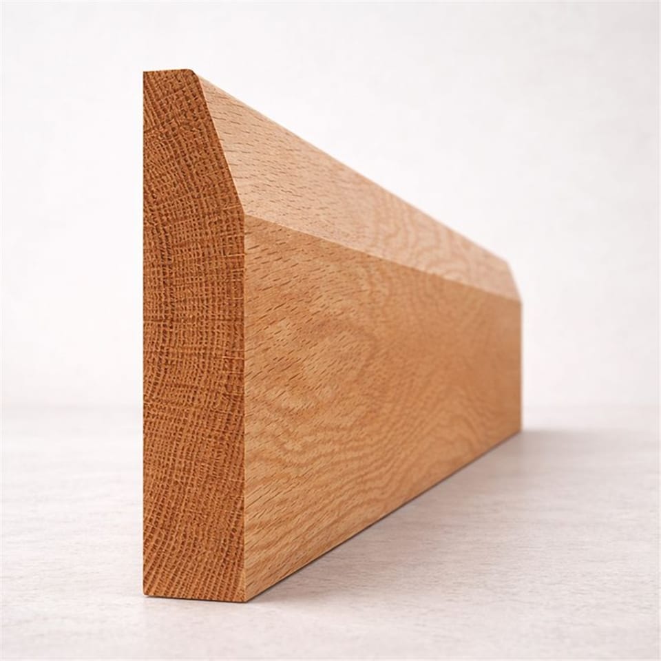 Pack of 5 (Total 5 Units) - Chamfered American White Oak Skirting Board (Unoiled) - 222mm (H) x 19mm (T) x 3000mm (L)