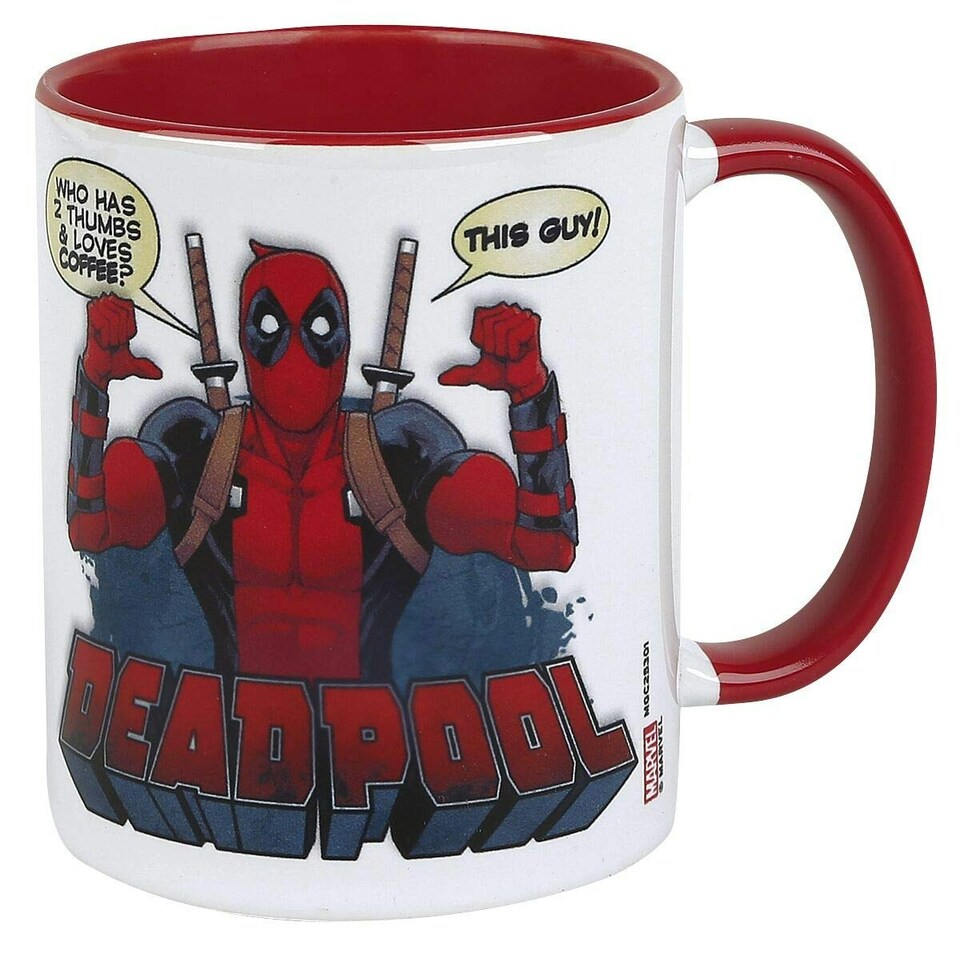 DEADPOOL (2 THUMBS) RED INNER MUG - Coloured Inner Mugs N/A