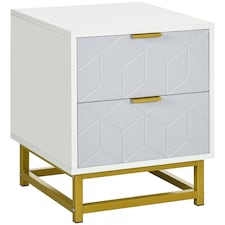 HOMCOM Bedside Table, Sofa Side Table W/ 2 Drawers Living Room, Bedroom