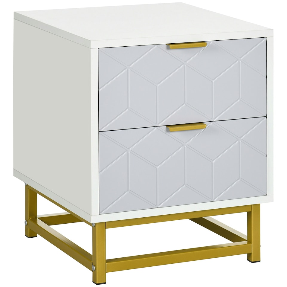 image 1 of HOMCOM Bedside Table, Sofa Side Table W/ 2 Drawers Living Room, Bedroom