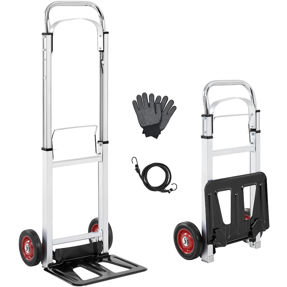 image 1 of Yaheetech Metal Hand Trolley with Adjustable Handle Height for Moving Furniture-Black