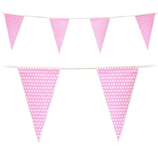 Pink Polka Dot Party Bunting 10m with 20 Pennants