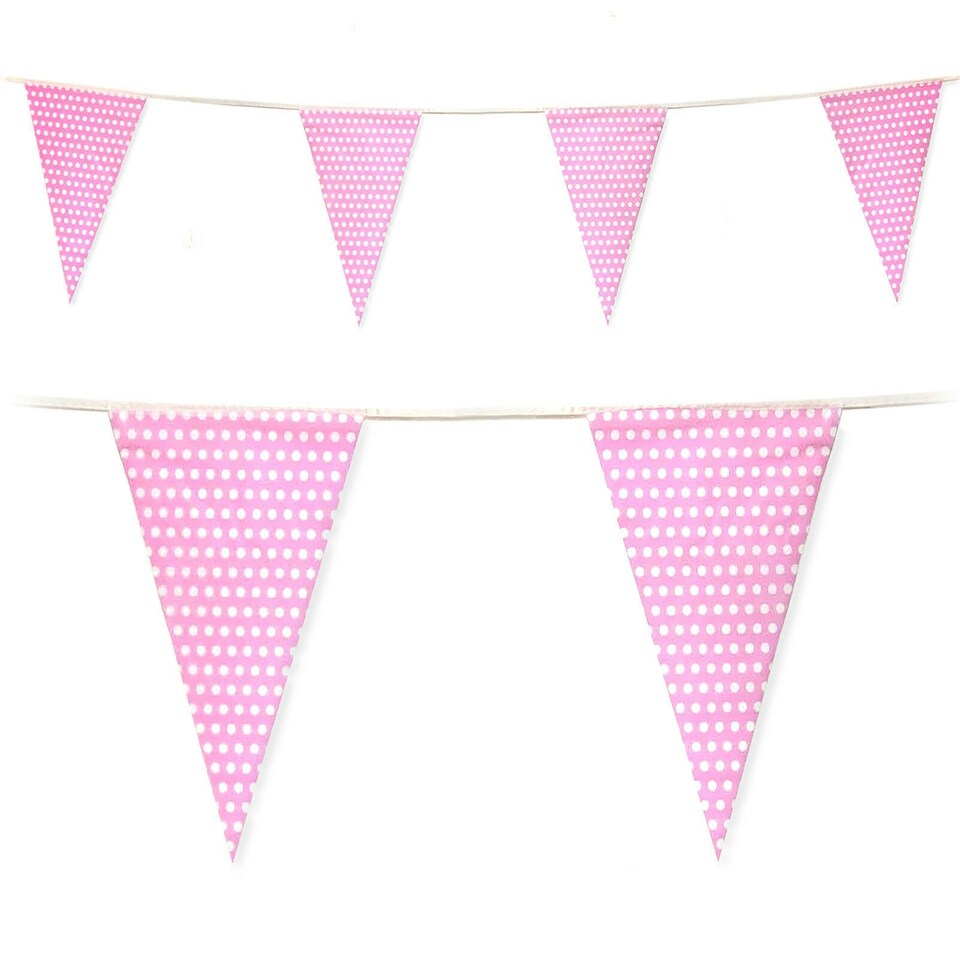 Pink Polka Dot Party Bunting 10m with 20 Pennants