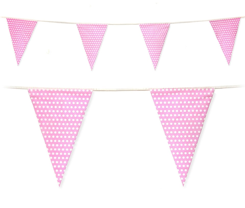 Pink Polka Dot Party Bunting 10m with 20 Pennants
