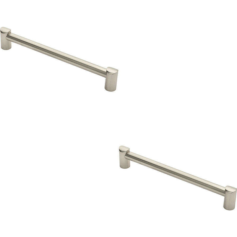 Loops 2x Round Tube Pull Handle 244 x 16mm 224mm Fixing Centres Satin Nickel in Metallics