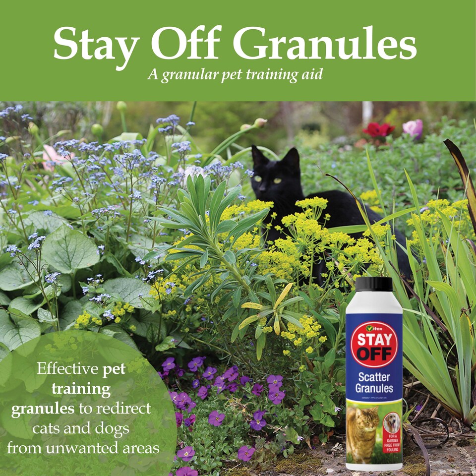 image 1 of Vitax Stay Off Scatter Granules 225g Natural Pet Training Aid for Cats & Dogs