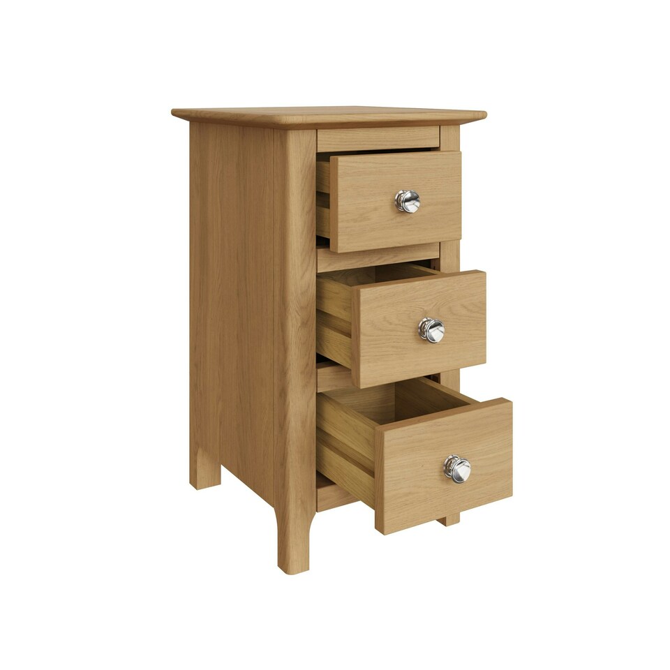 image 1 of Taberno Oak 3 Drawer Bedside Table Nightstand Cabinet Natural Oak