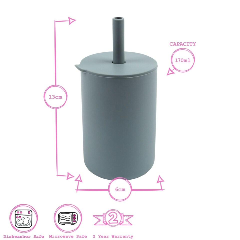 image 1 of Tiny Dining Baby Silicone Sippy Cup - 120ml  - Tradewinds Grey