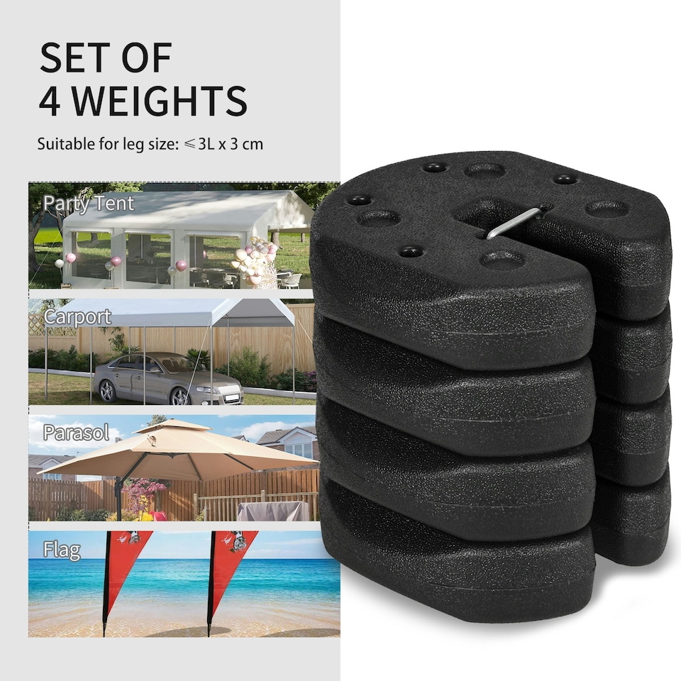 image 1 of Outsunny Gazebo Weights Set of 4 with Reinforce Pins, Total 12KG