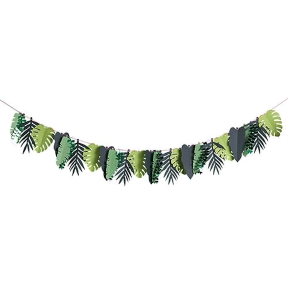 image 1 of Tropical Green Leaf Card Garland 2m
