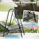 image 5 of Outsunny Rattan Swing Chair with Stand and Seat Cushion Grey | Light Grey
