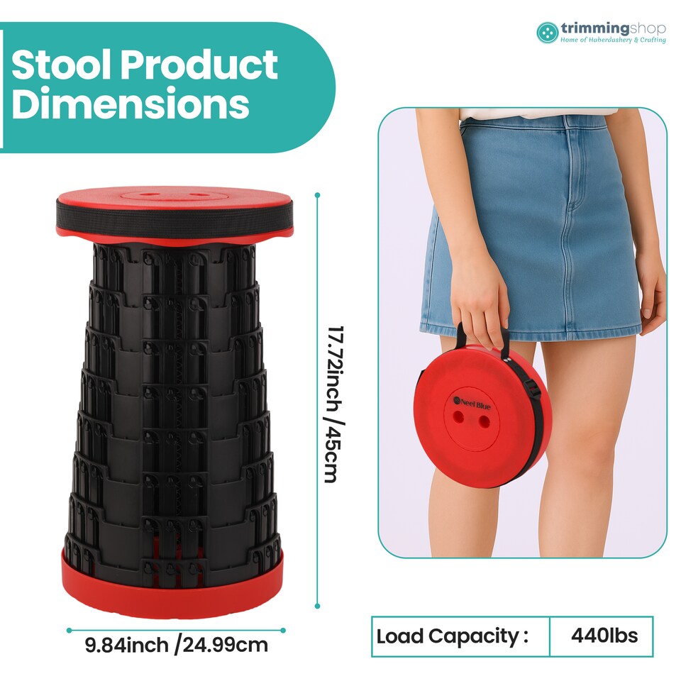 image 1 of Trimming Shop Portable Folding Stool, Telescopic Collapsible Stool