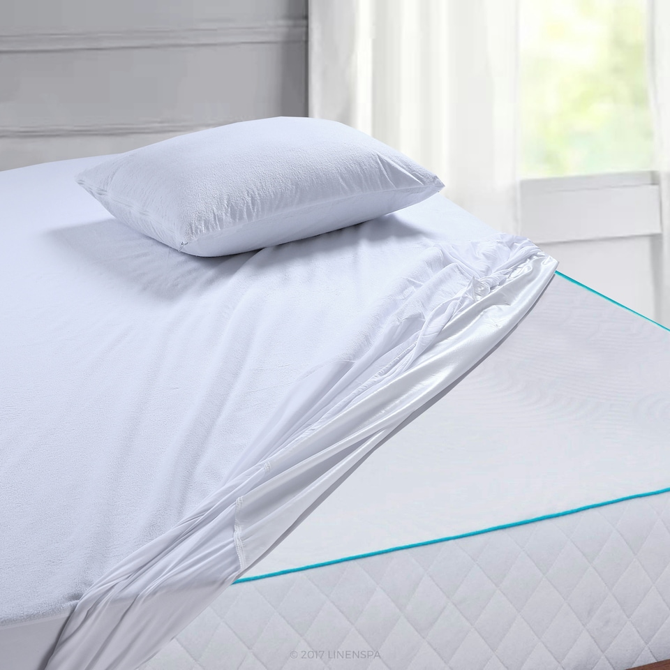 12Inch Deep Waterproof Terry Towel Mattress Protector Soft Touch Non Noisy Fitted Sheet White | Small Single