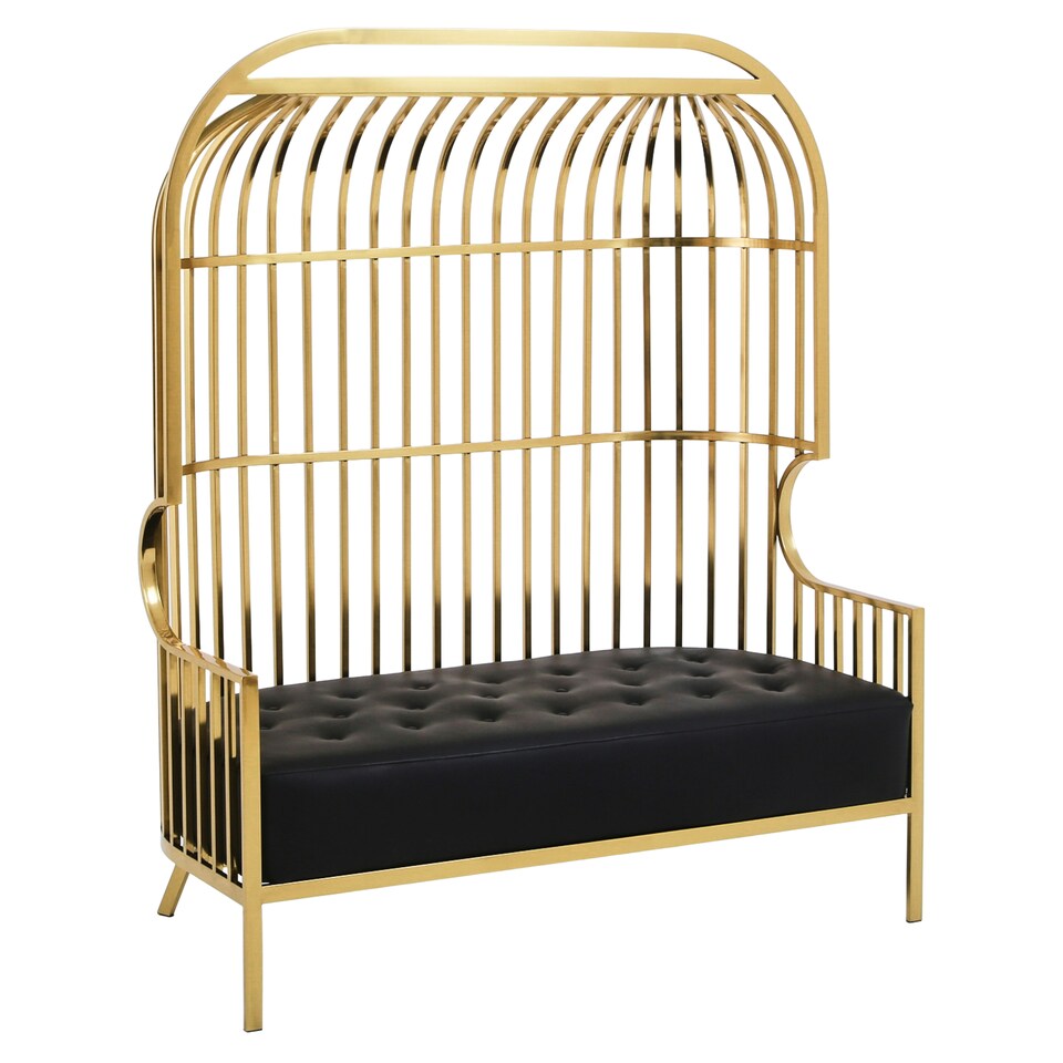 image 1 of Eliza Two Seat Dome Cage Gold Finish Sofa Gold