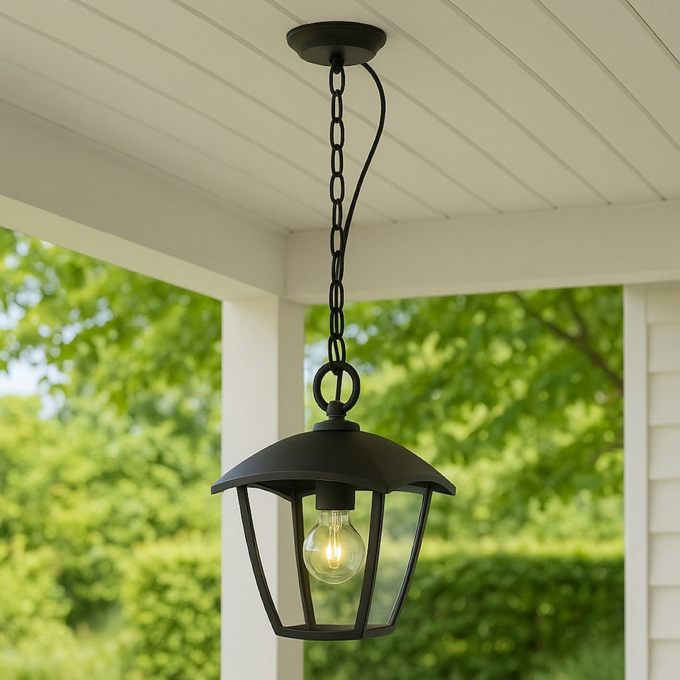 image 1 of CGC VIOLET Black Outdoor Chain Hanging Lantern Light Black