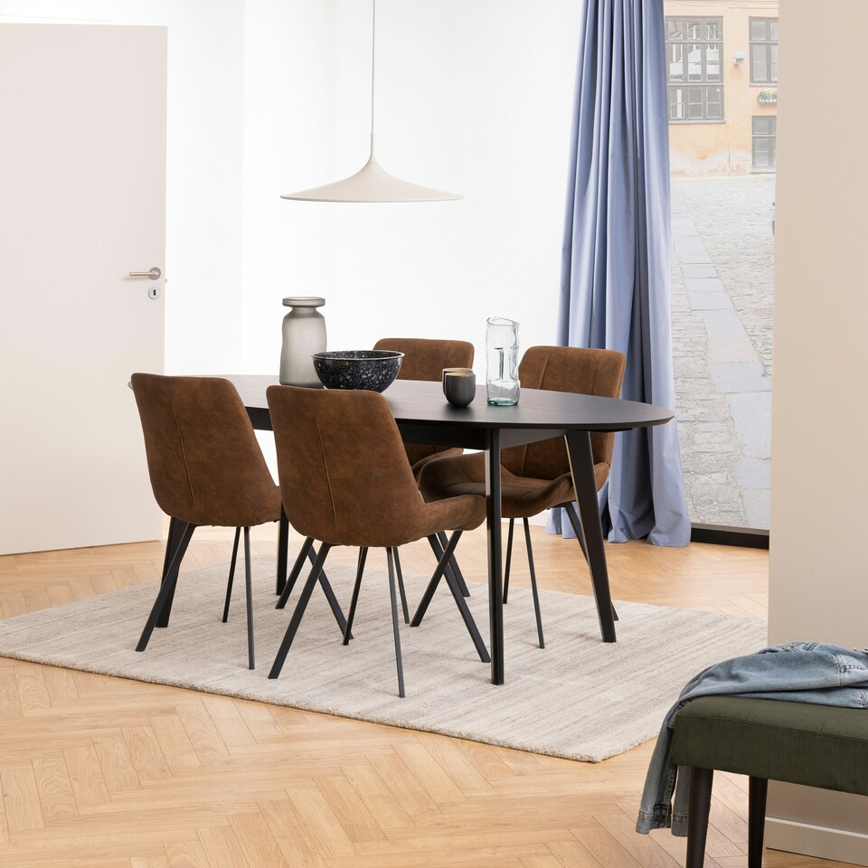 image 1 of Waylor Dining Chair in Brown Fabric Set of 2