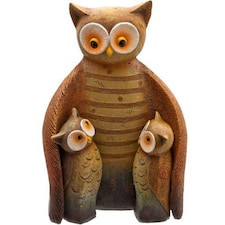 Something Different Owl Family Resin Ornament - Brown - One Size