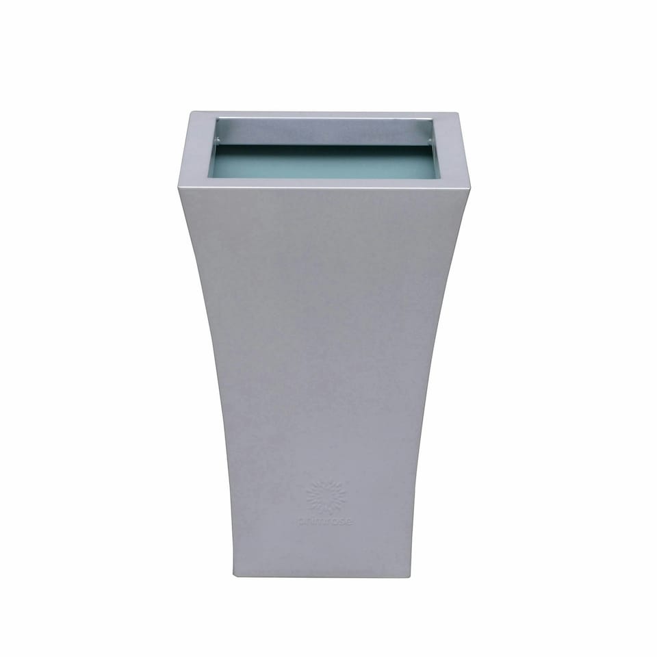 image 1 of Primrose Zinc Galvanised Silver Flared Square Planter Pot 45cm x 30cm