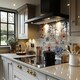 image 2 of Pink & Blue Flowers Splash Back | White