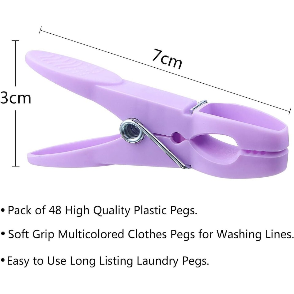 image 1 of Morandi Colour Clothes Pegs 48 Pack | Strong Grip Plastic Laundry Pegs