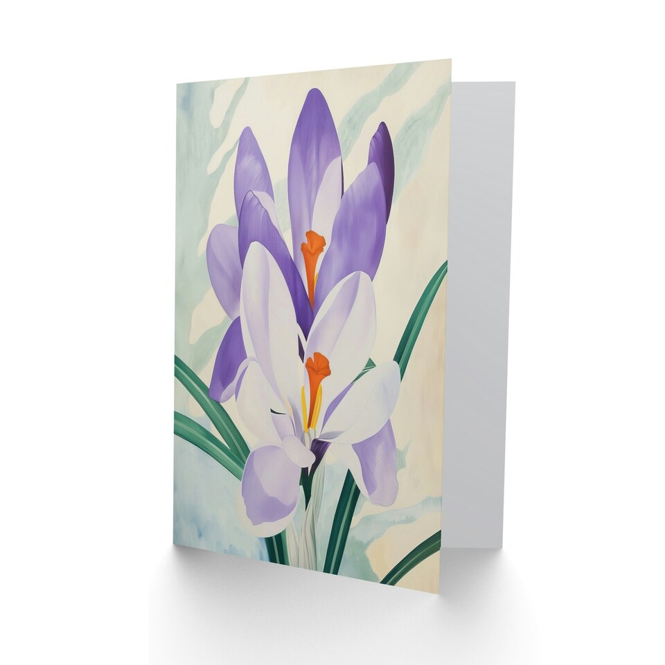 image 1 of Crocus Flower Purple Orange Bright Him Her Birthday Card