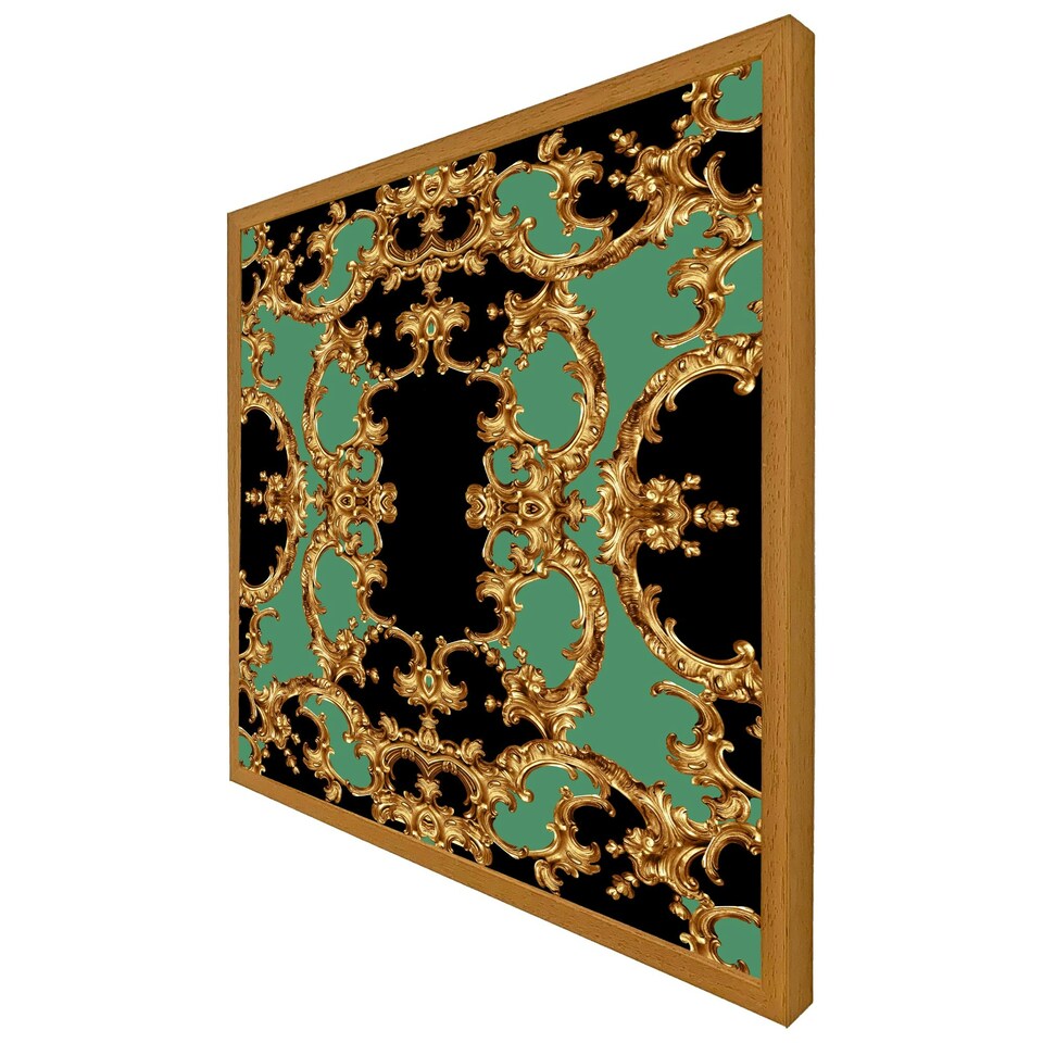 image 1 of Black & green baroque (Picutre Frame) White | XL