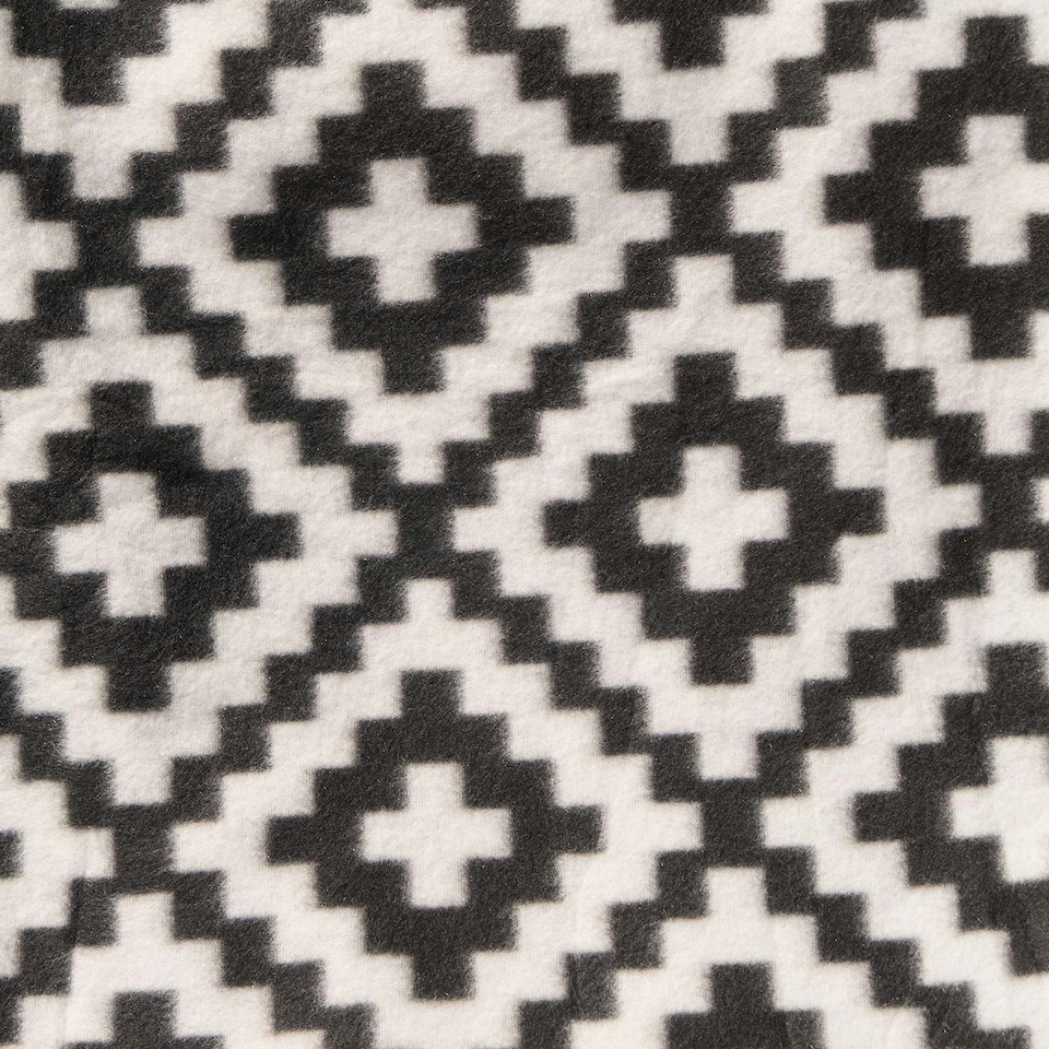 image 1 of OHS Geometic Grid Print Soft Polar Fleece Blanket Throw, 120x150cm - Mono