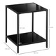 image 3 of HOMCOM Side Table with Tempered Glass Top, End Table with 2-Tier Storage, Black Black