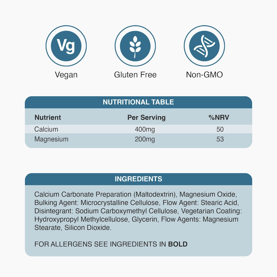 image 1 of Zipvit Calcium 400mg & Magnesium 200mg, Bone, Muscle & Energy Support, 120 Vegan Tablets, 4-Month Supply
