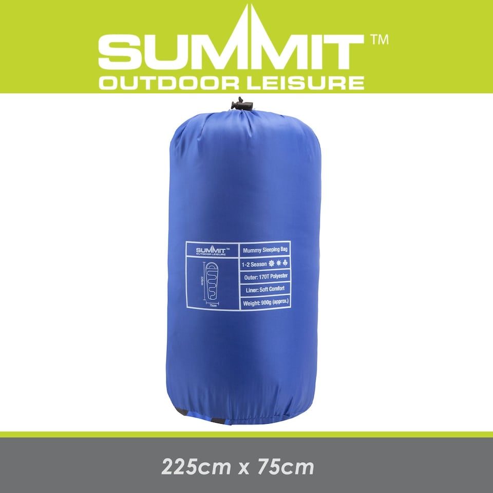 image 1 of vfm-estore Mummy Sleeping Bag Single Camp Blue - 2‑Season, Lightweight 900g
