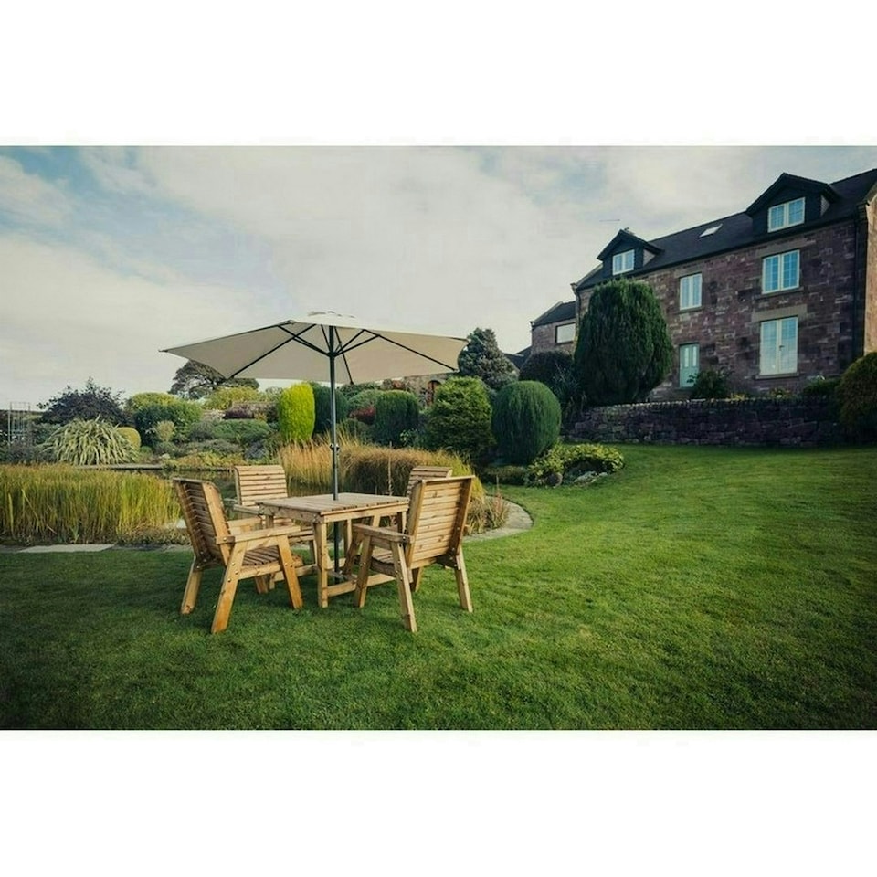 image 1 of Valley 4 Seater Square 4XC - Timber - L190 x W190 x H95 cm - Minimal Assembly Required - Set of Waterproof Cushions Included