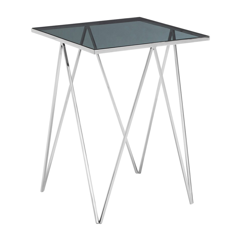 image 1 of Shalimar Square Triangular Side Table Silver