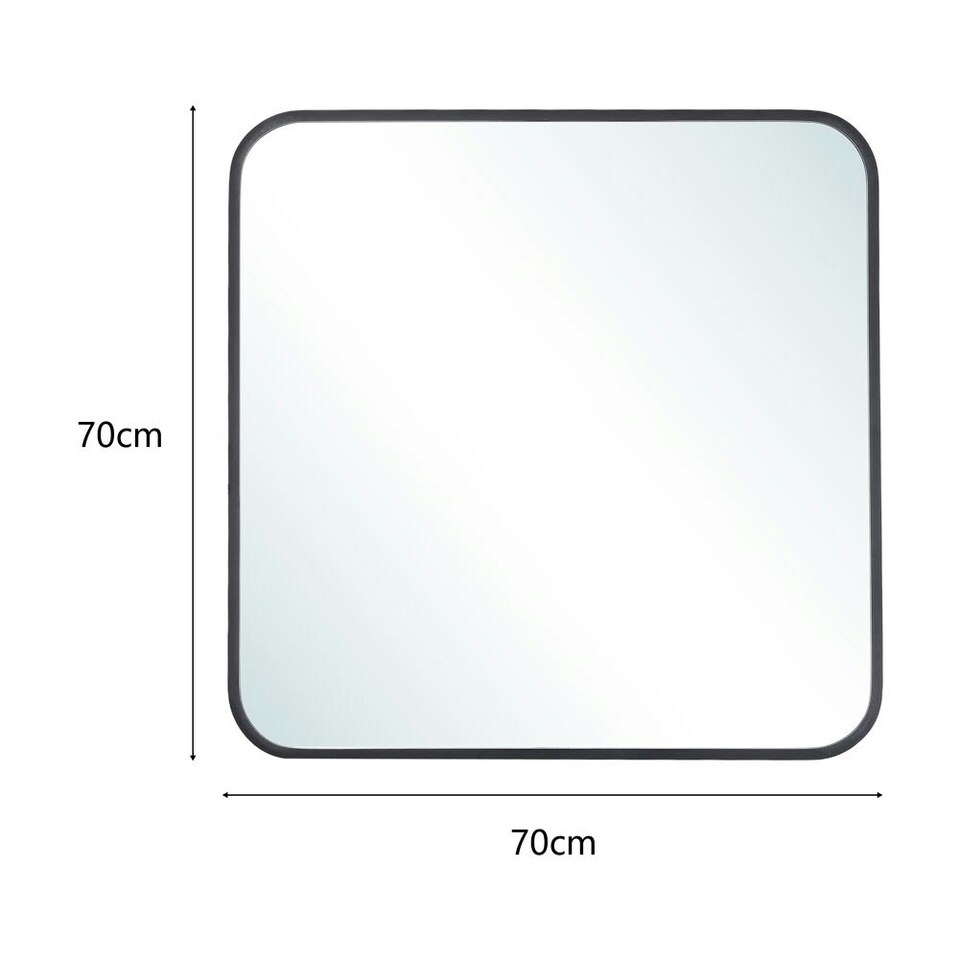 image 1 of Living and Home Square Wall Mirror - Black - 70cm | Black