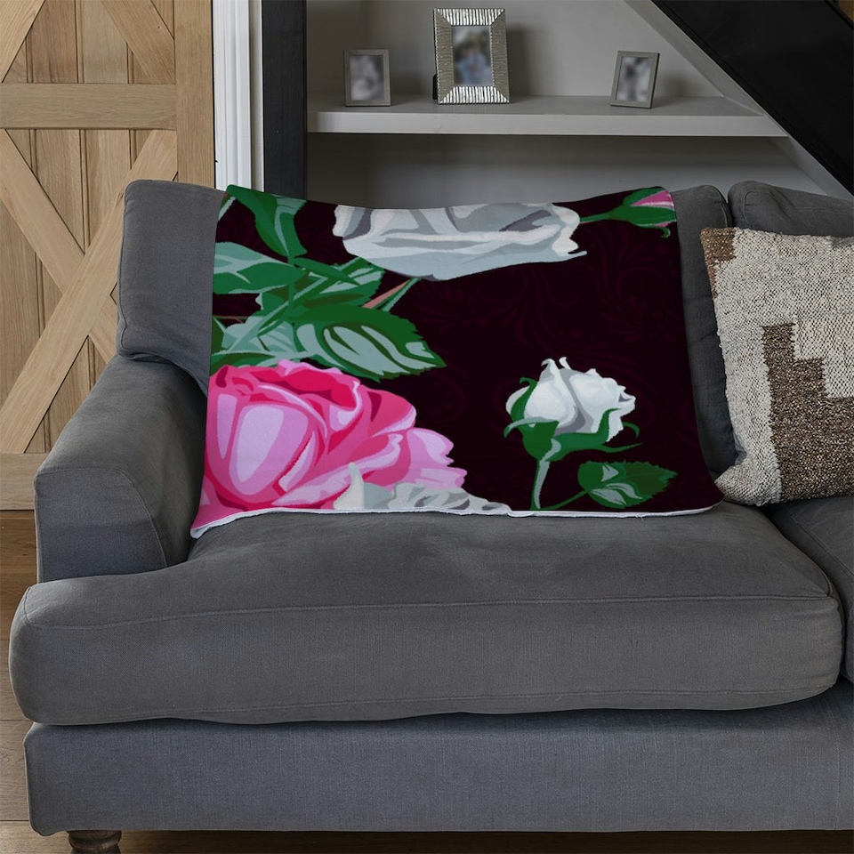 image 1 of pattern of Pink and White Flowers (Blanket)