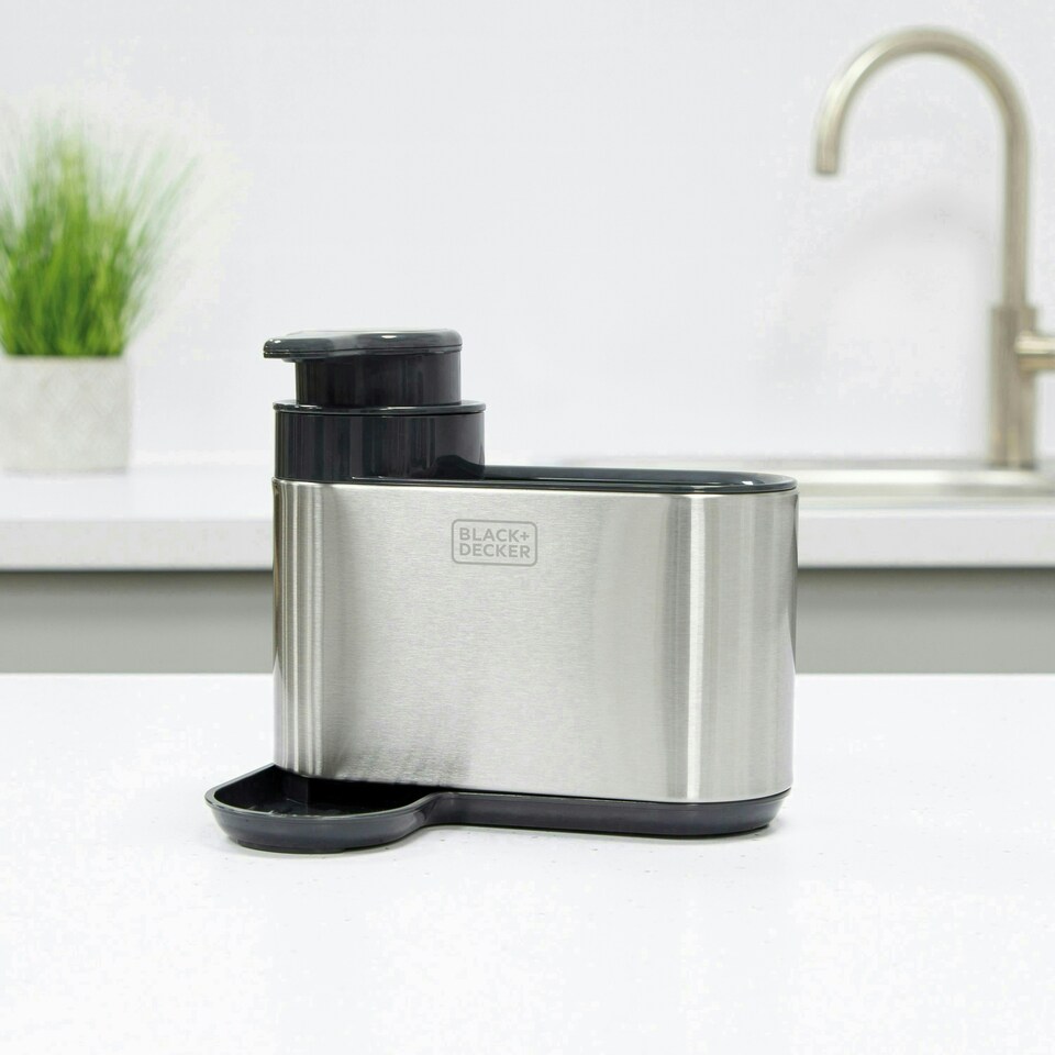 image 1 of BLACK+DECKER Sink Tidy with Dispenser Stainless Steel