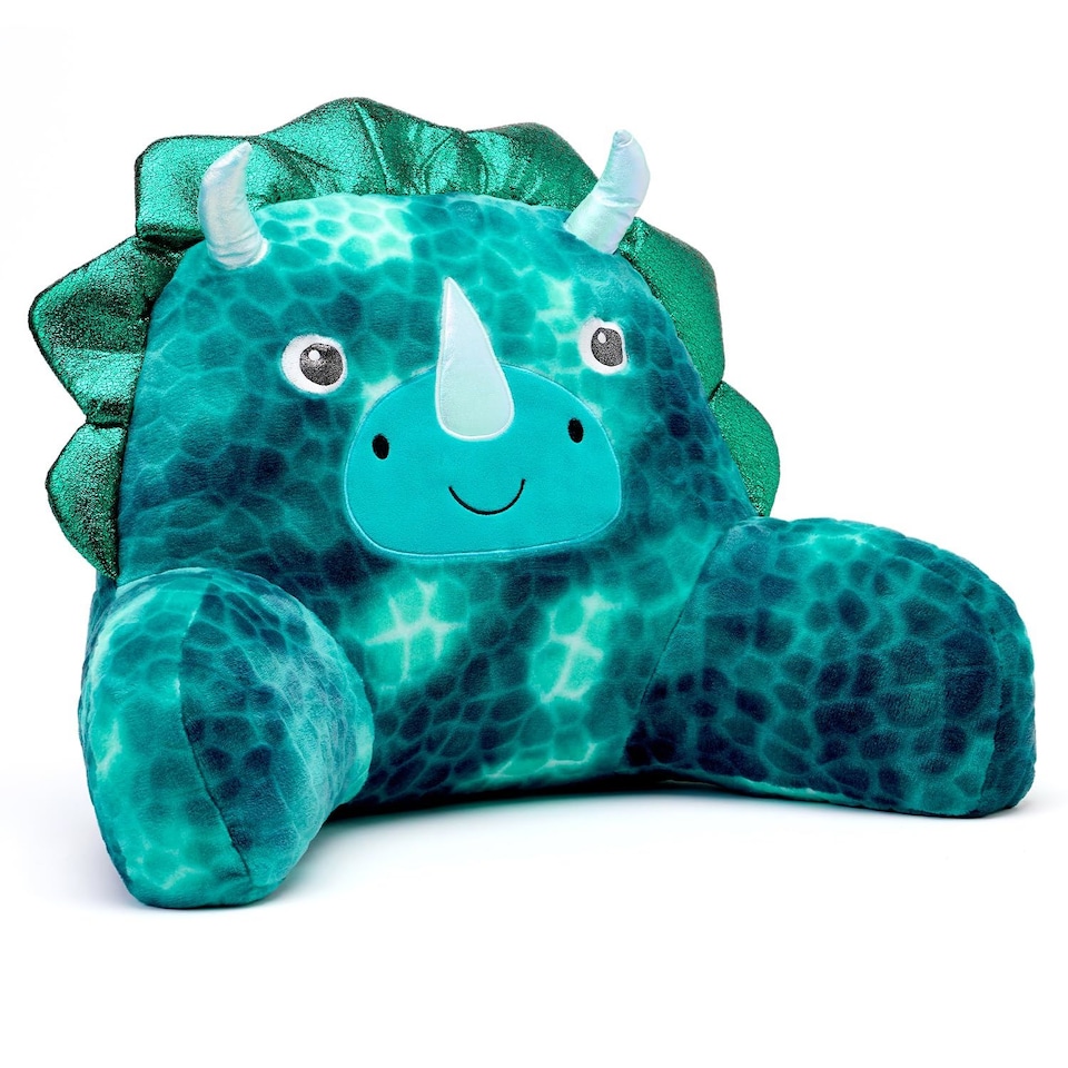 image 1 of Snuggz Dinosaur Cuddle Cushion Backrest Novelty Reading Pillow Relaxing Arm Back Support Soft Cosy Bed Pillow