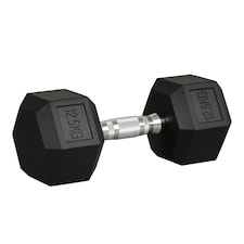 HOMCOM 12.5KG Single Rubber Hex Dumbbell Portable Hand Weights for Home Gym