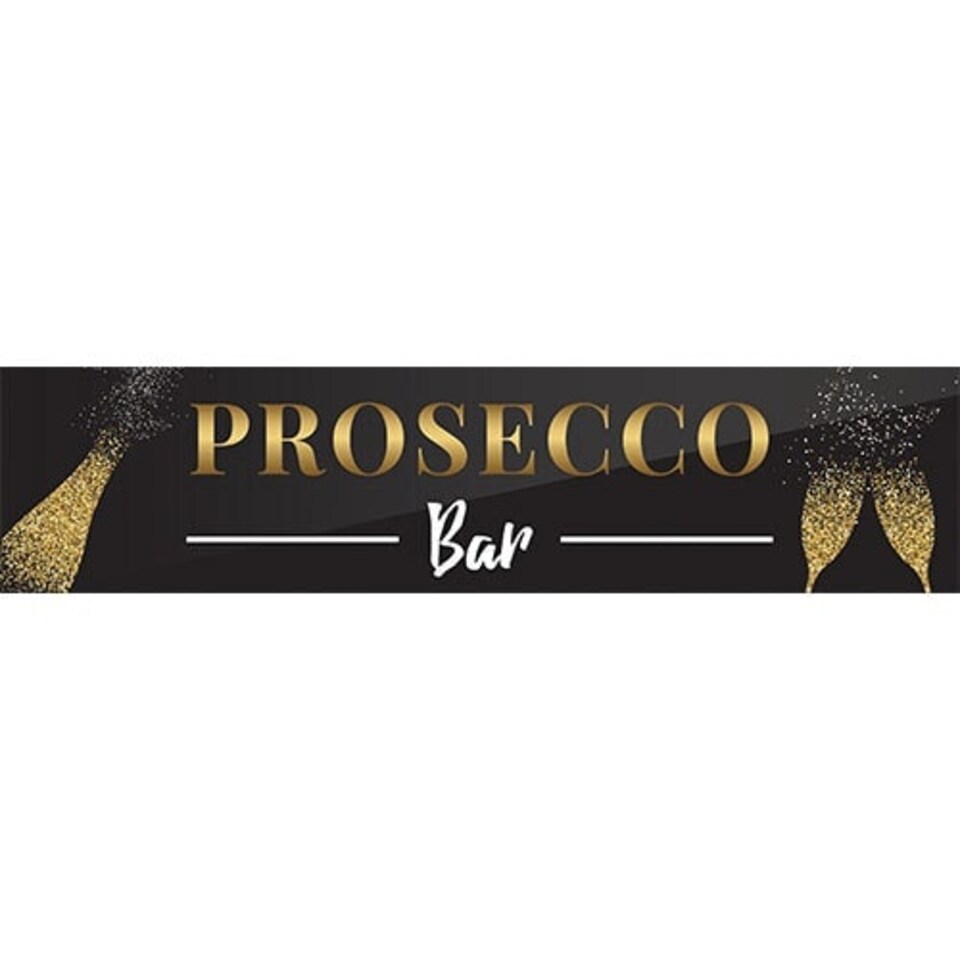Prosecco Bar Golden Sparkling PVC Party Sign Decoration 110cm x 26cm