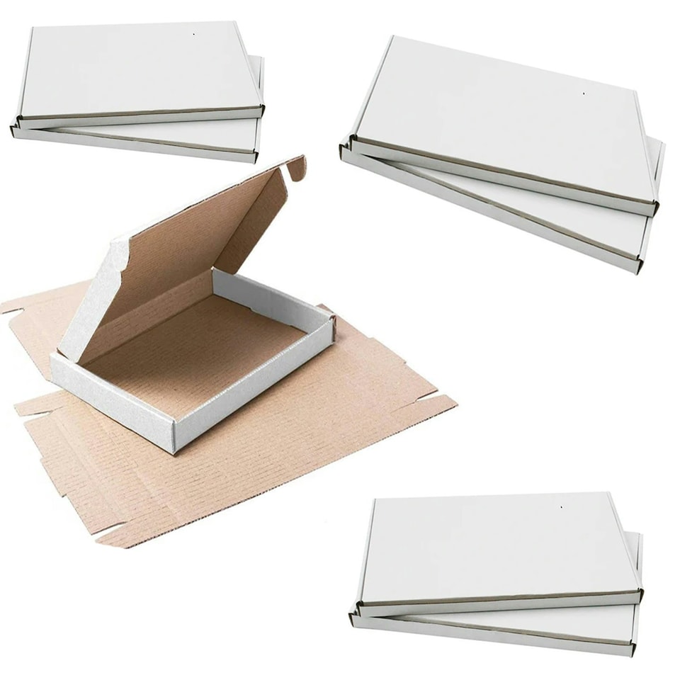 image 1 of 100 x White Small Single Wall Die Cut Packing Shipping Boxes C4 White