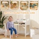 image 3 of AIYAPLAY Kids Desk and Chair Set, Children Study Table with Storage, Natural | White | Natural wood finish and white | Desk: 68H x 60W x 48D cm; Chair: 53H x 30W x 33.5D cm