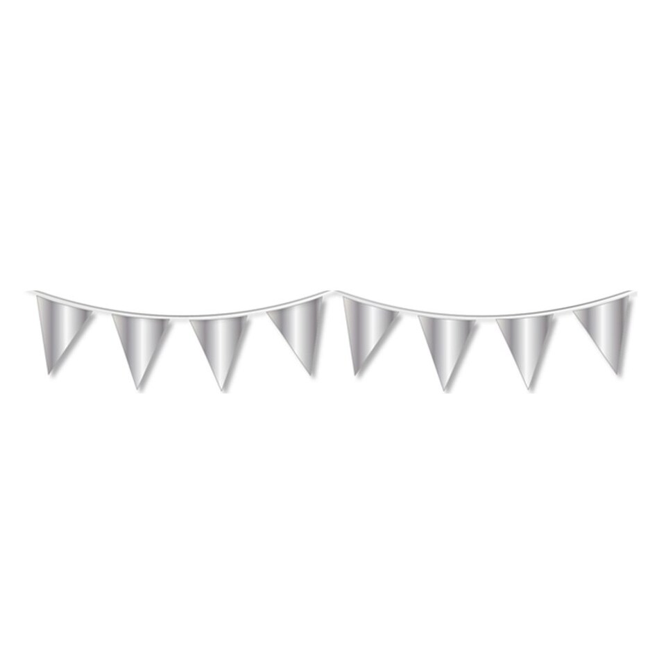 image 1 of Oaktree Metallic Pennant Bunting - Silver - One Size