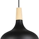 image 4 of EGLO Sabinar Metal/Wood Black & Brown Single Pendant, 28cm | White