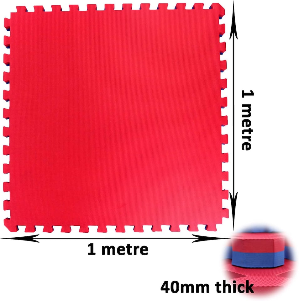 image 1 of Actiasmat Exercise Mat, 40mm Thick, Red/Blue, Interlocking Mat for Martial Arts and Fitness (Multi, 40 mm x 1 Square Meter)