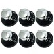 image 1 of SPARES2GO Control Knob for Belling  444445523, 444445724  New World 444441153 Gas Oven Cooker (Pack of 6 Knobs) Black | Silver