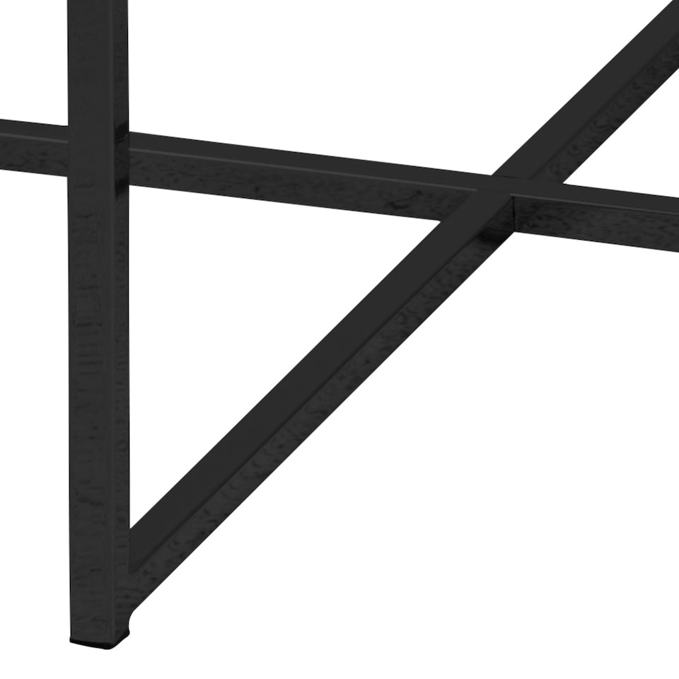 image 1 of Alisma Round Coffee Table with Black Marble Effect Glass Top & Black Legs