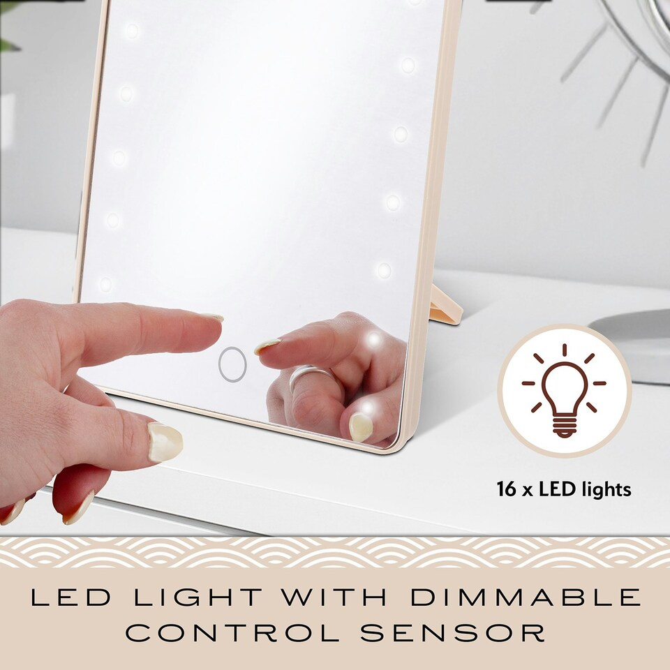 image 1 of Sensio LED Mirror & Hair Accessory Gift Set | Pink | Cream